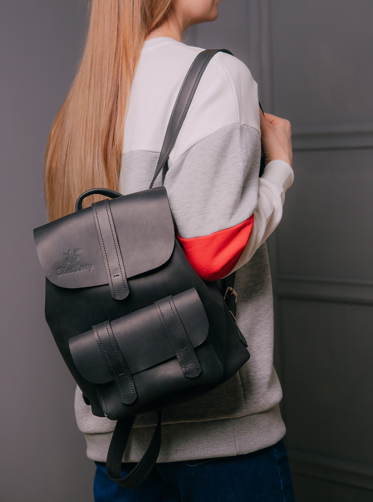 Women Leather Backpack,Leather School rucksack