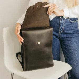Alternative view of Brown Leather Backpack,Laptop Travel Rucksack Leather
