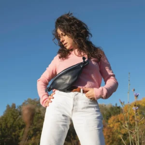 Leather belt bag for women