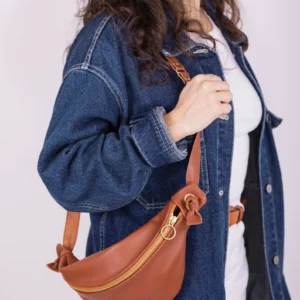 Leather belt bag for women