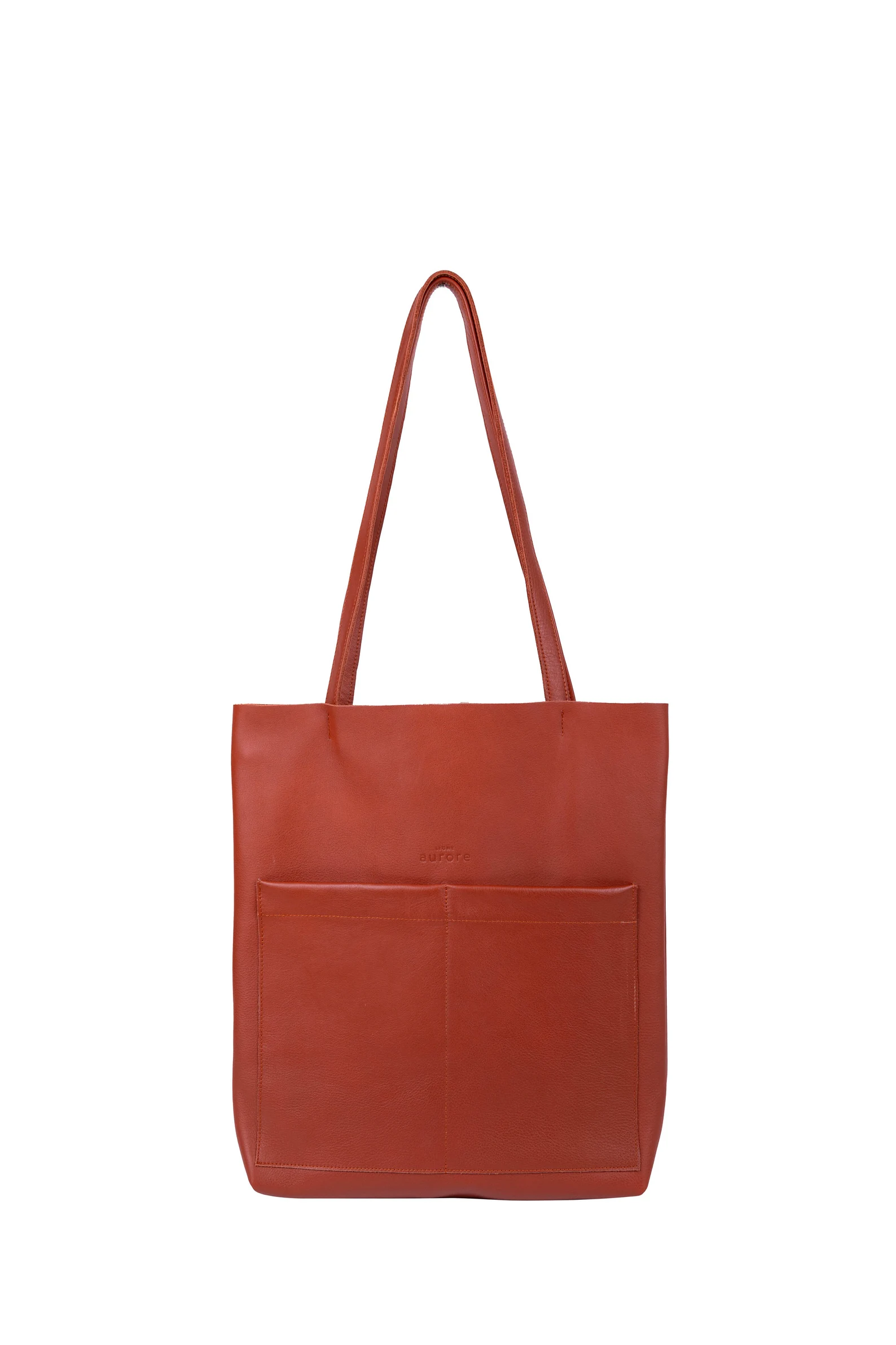 Handbag, tote bag, in leather, cognac color - Image 8