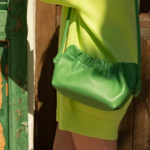 Alternative view of Leather bucket bag for women - Green