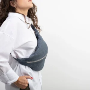 XL banana bag, chest bag - denim blue cotton fabric