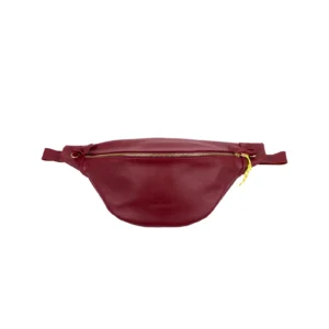 Alternative view of XL banana bag, chest bag, burgundy colored leather