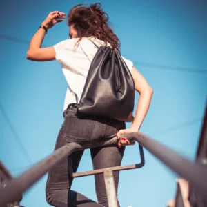 Leather Backpack " Roomy " - Black Color