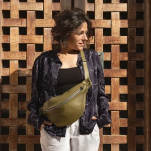 Alternative view of XL fanny pack, chest bag, khaki leather