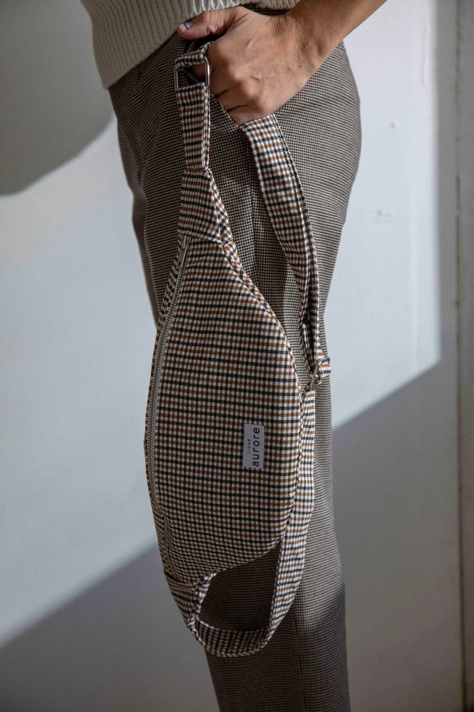 Banana Nina - Prince of Wales pattern fabric Brown - Image 2