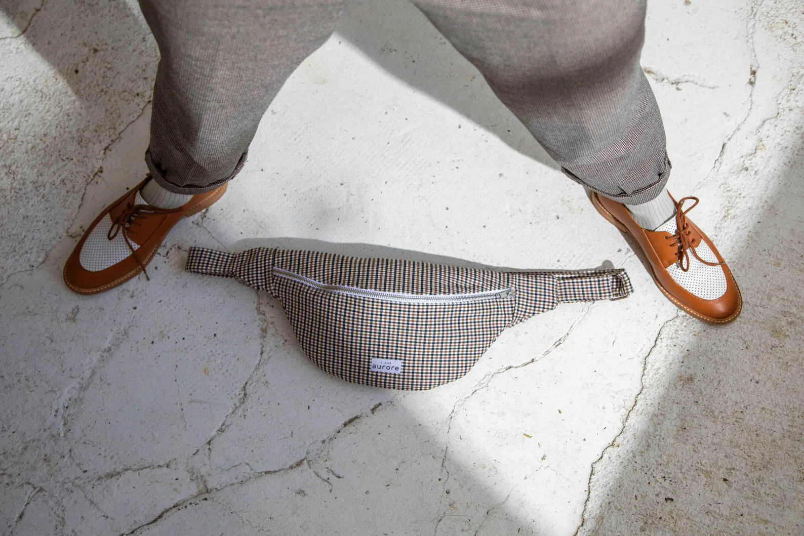 Banana Nina - Prince of Wales pattern fabric Brown - Image 3