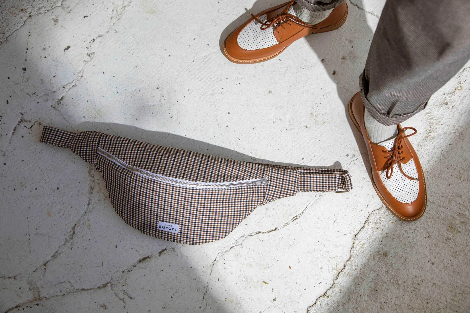 Banana Nina - Prince of Wales pattern fabric Brown - Image 4