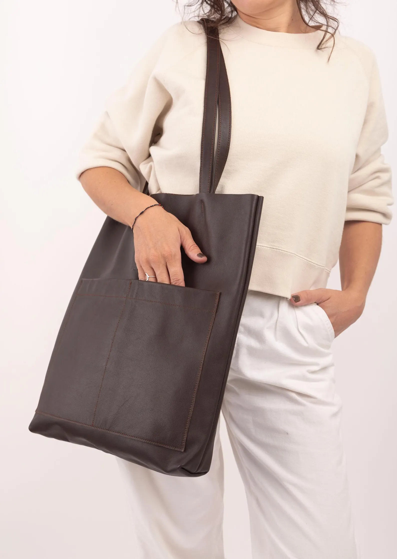 Leather tote bag for women - Image 5
