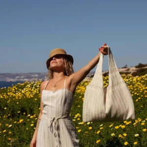 Alternative view of Marthe tote bag - vintage crochet fabric