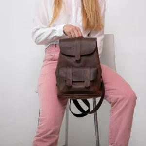 Brown Women Leather Backpack,School rucksack,Satchel Leather