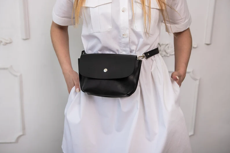 Leather Belt Bag Leather Fanny Pack Crossbody Bag - Image 2