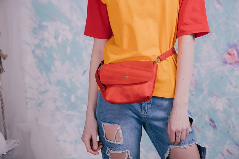 Leather Belt Bag Leather Fanny Pack Crossbody Bag - Image 4