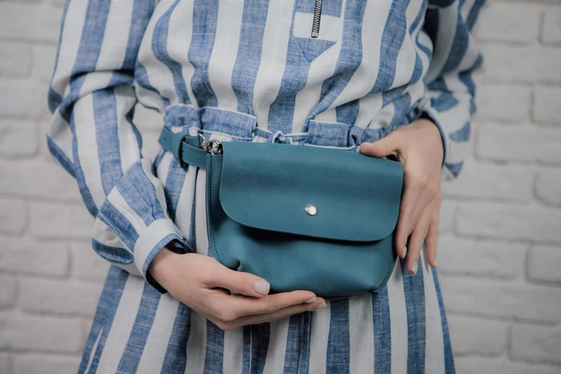 Leather Belt Bag Leather Fanny Pack Crossbody Bag - Image 6