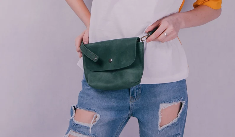 Leather Belt Bag Leather Fanny Pack Crossbody Bag - Image 7