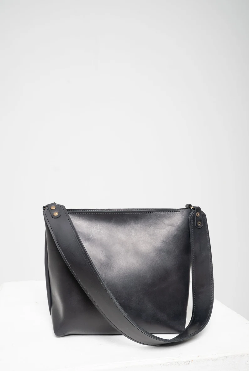 Black Leather Crossbody Bag Women Shoulder Bag Mini Bag - Image 5