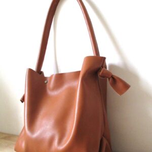 Camel leather handbag for women