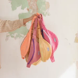 Alternative view of Fanny pack, chest bag - Neon pink gingham fabric