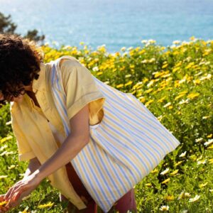 Marthe tote bag - vintage navy blue striped fabric